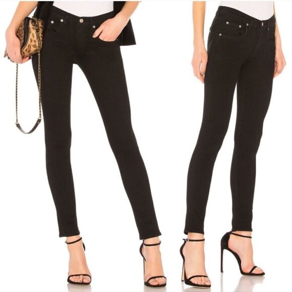 Rag & Bone Coated Black Mid Rise Skinny Jeans Size 29 - Picture 3 of 12